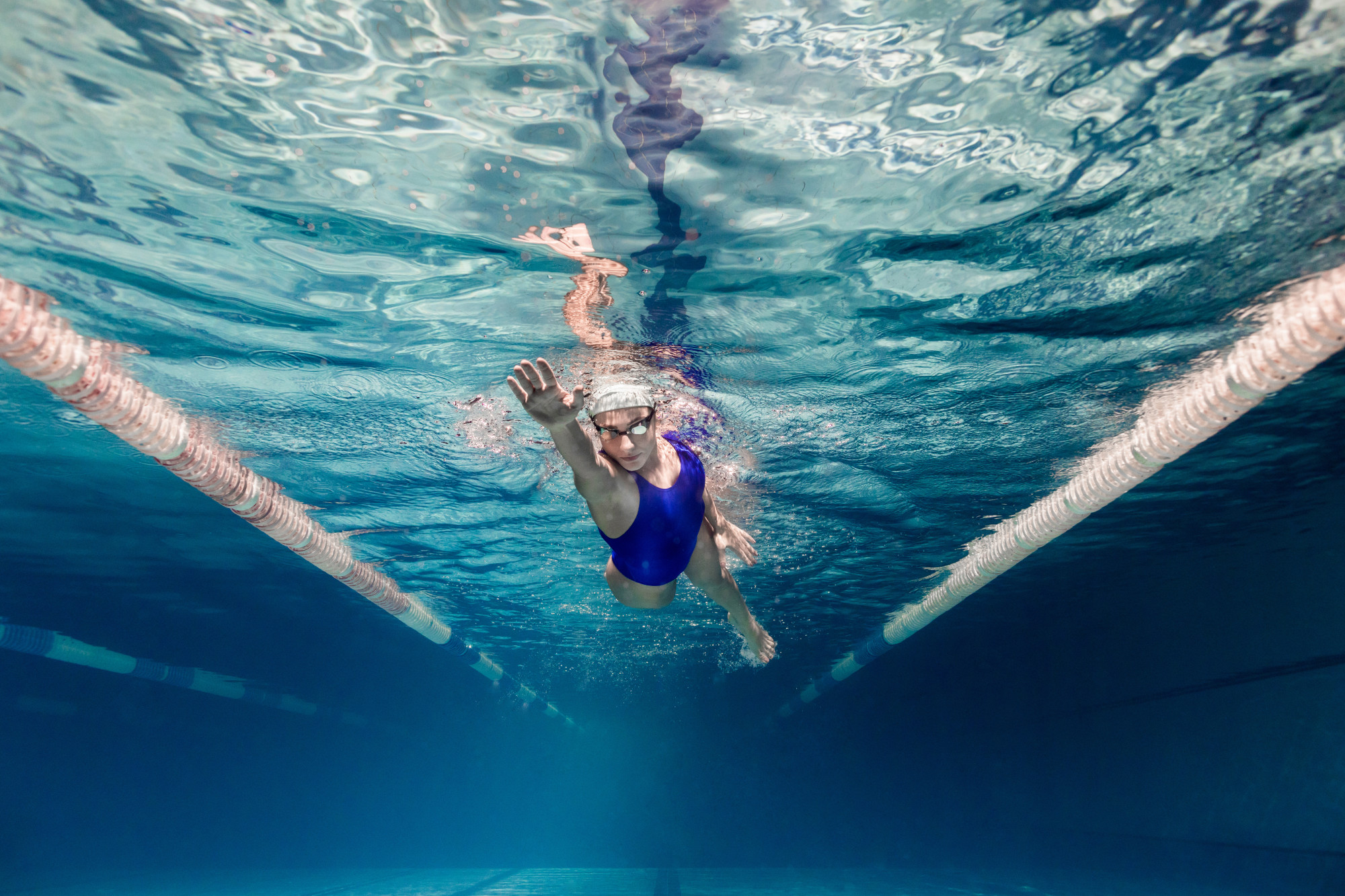 swimming in lap pool